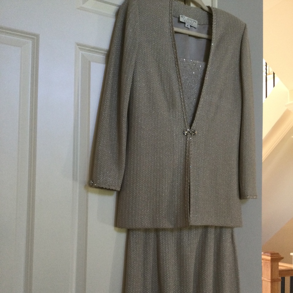 St John Evenings Marie Gray Knit Suit